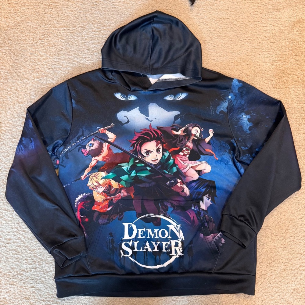 Demon‎ Slayer Anime Graphic Hoodie Dark Streetwear Otaku Gamer Style Sz M